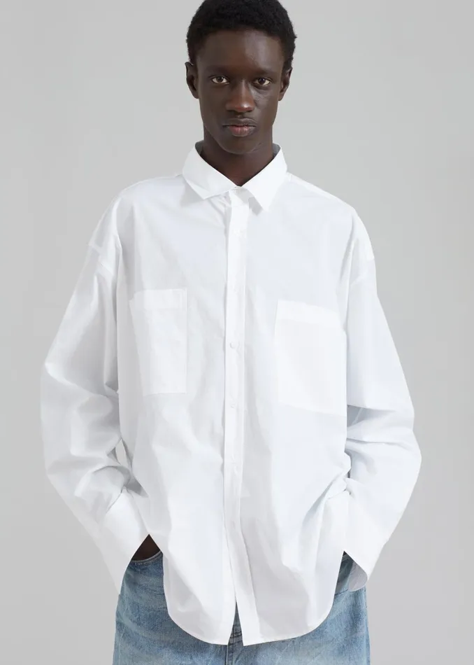 Men Gus Oversized Shirt 8211 White The Frankie Shop Tops