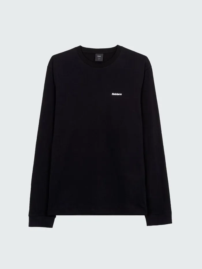 Men Harlyn Logo Long Sleeve TShirt Black Finisterre TShirts