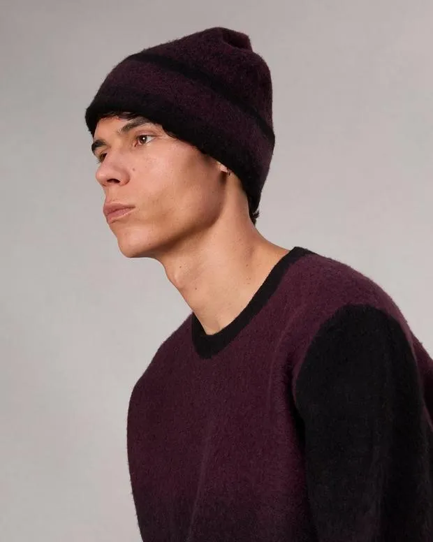 Men Hats and Gloves Rag and Bone Downing WoolBlend Beanie Burgundy Multi