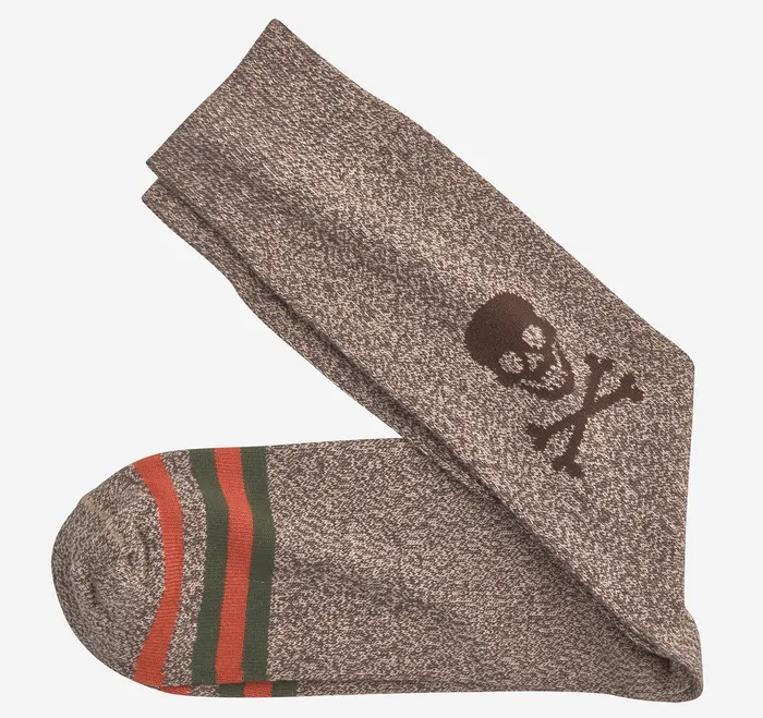Men Heathered Boot Socks Brown Skull Accessories Johnston and Murphy