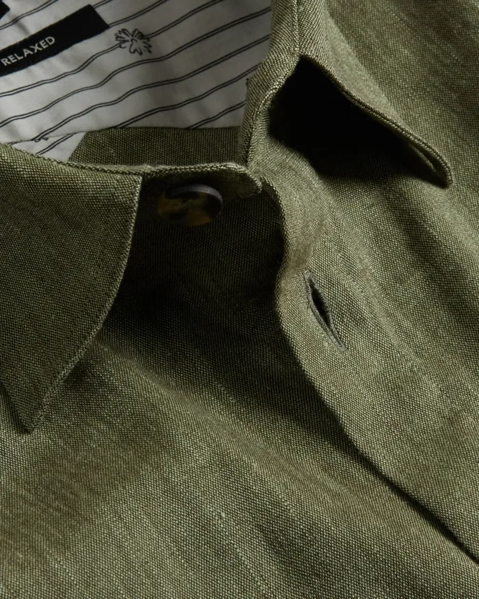 Men IIO 8211 Relaxed Fit Linen Blend Shirt Green Ted Baker Coats and Jackets Men IIO 8211 Relaxed Fit Linen Blend Shirt Green Ted Baker Coats and Jackets