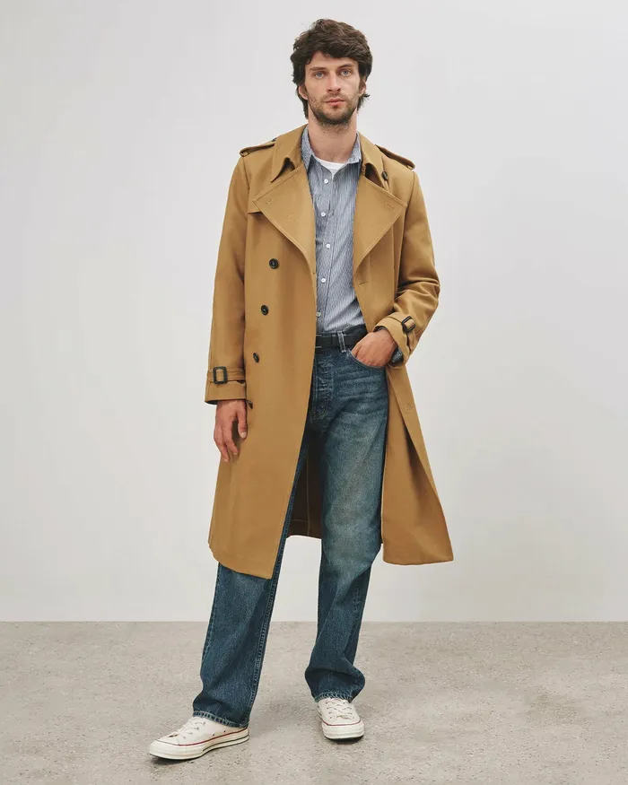 Men Jackets and Coats Nili Lotan TRENTON TRENCH COAT Black