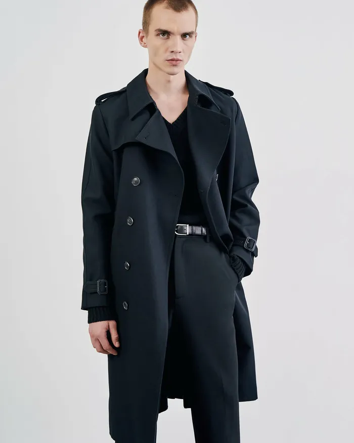 Men Jackets and Coats Nili Lotan TRENTON TRENCH COAT Black