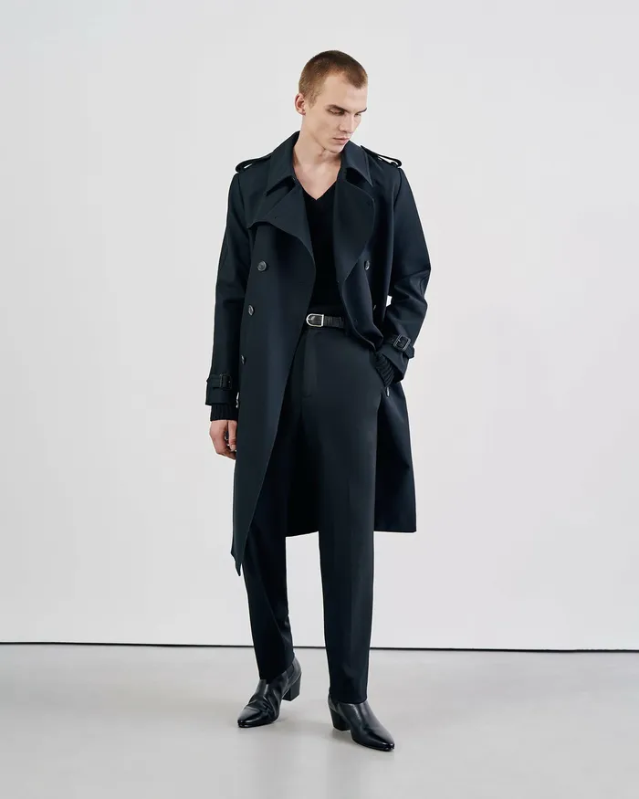 Men Jackets and Coats Nili Lotan TRENTON TRENCH COAT Black