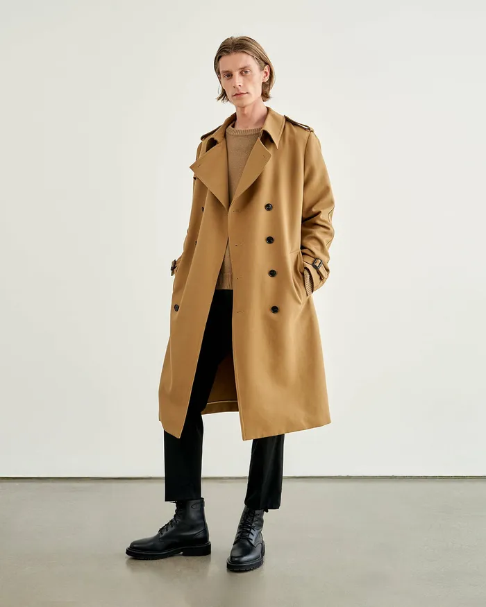 Men Jackets and Coats Nili Lotan TRENTON TRENCH COAT Black