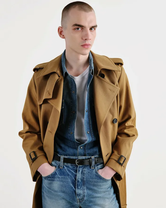 Men Jackets and Coats Nili Lotan TRENTON TRENCH COAT Black
