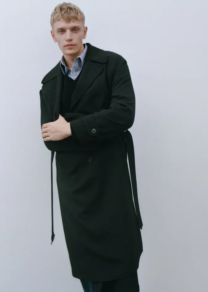 Men Jackets and Coats Nili Lotan TRENTON TRENCH COAT Black