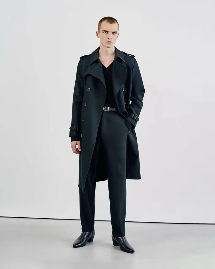 Men Jackets and Coats Nili Lotan TRENTON TRENCH COAT Black