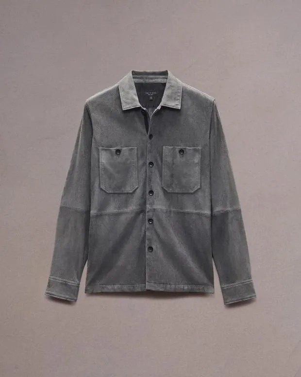 Men Jackets and Coats Rag and Bone Hyde Suede Shirt Thunder Blue