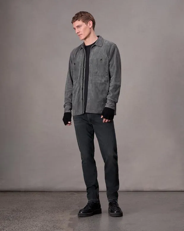 Men Jackets and Coats Rag and Bone Hyde Suede Shirt Thunder Blue