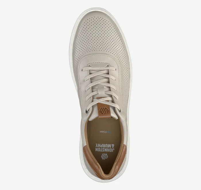 Men Johnston and Murphy Anders Perfed UThroat Beige Full Grain LaceUps