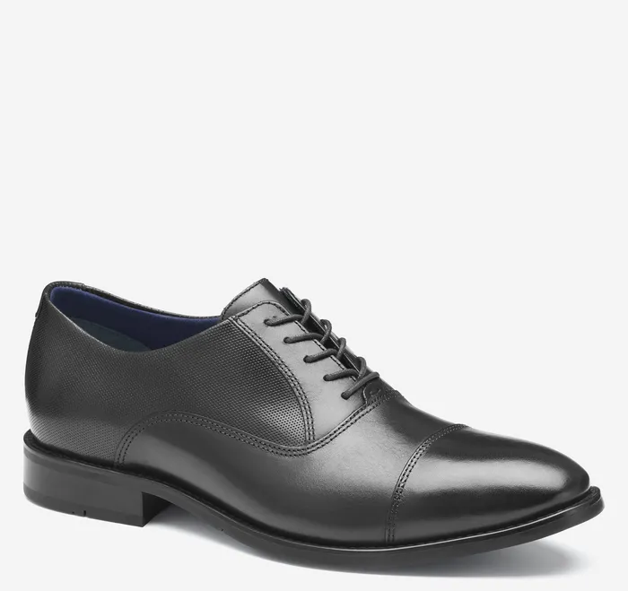 Men Johnston and Murphy Landry Cap Toe Black Full Grain LaceUps