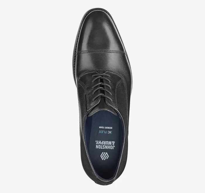 Men Johnston and Murphy Landry Cap Toe Black Full Grain LaceUps