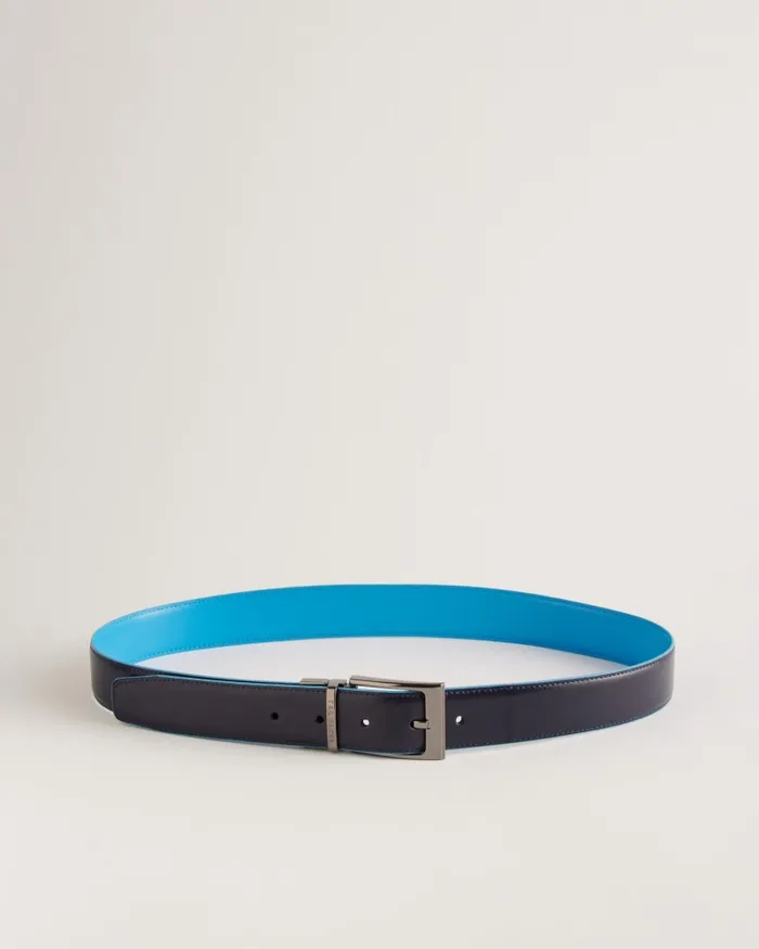 Men KACIN 8211 Reversible Colour Pop Leather Belt Navy Ted Baker Belts