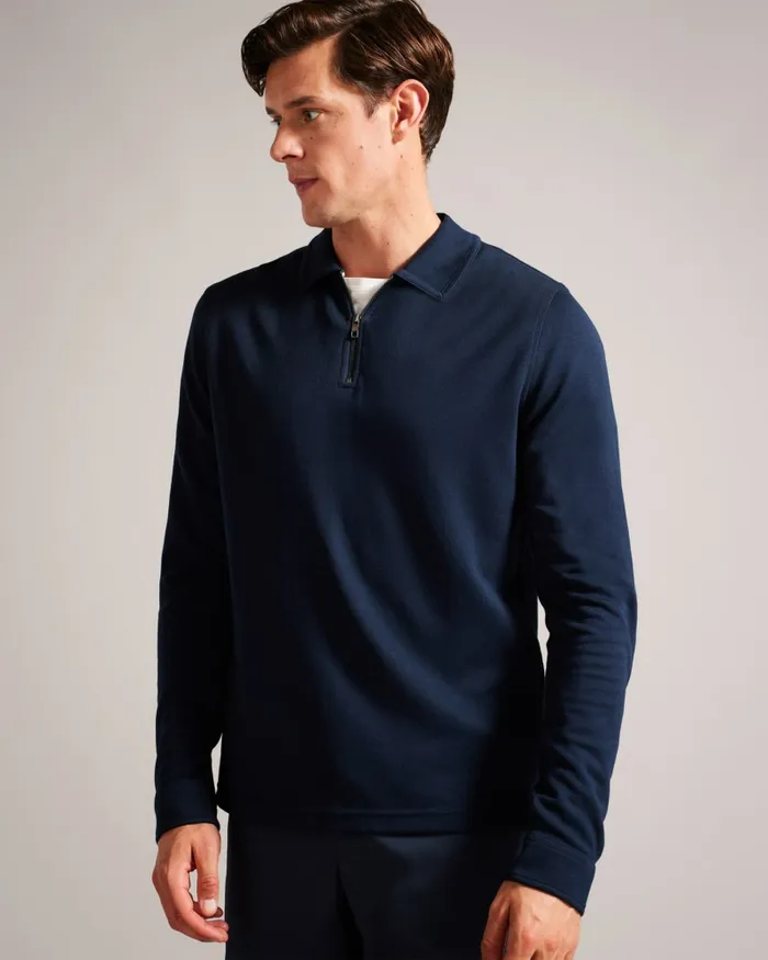 Men KARPOL 8211 Long Sleeve Modal Polo Shirt Navyblue Ted Baker Jumpers and Knitwear Men KARPOL 8211 Long Sleeve Modal Polo Shirt Navyblue Ted Baker Jumpers and Knitwear