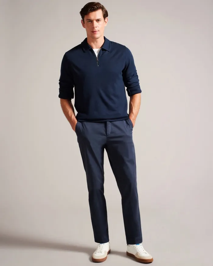 Men KARPOL 8211 Long Sleeve Modal Polo Shirt Navyblue Ted Baker Jumpers and Knitwear Men KARPOL 8211 Long Sleeve Modal Polo Shirt Navyblue Ted Baker Jumpers and Knitwear