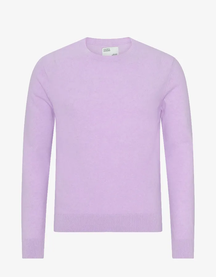 Men Light Merino Wool Crew 8211 Soft Lavender Knit Sweaters Colorfulstandard