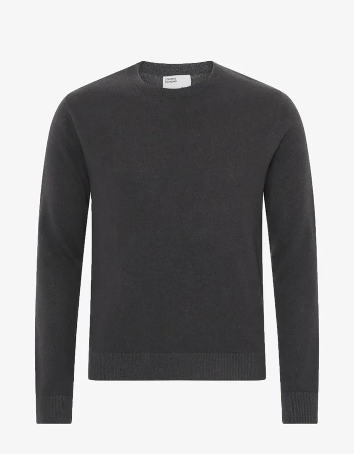 Men Light Merino Wool Crew Lava Grey Colorful Standard Knit Sweaters