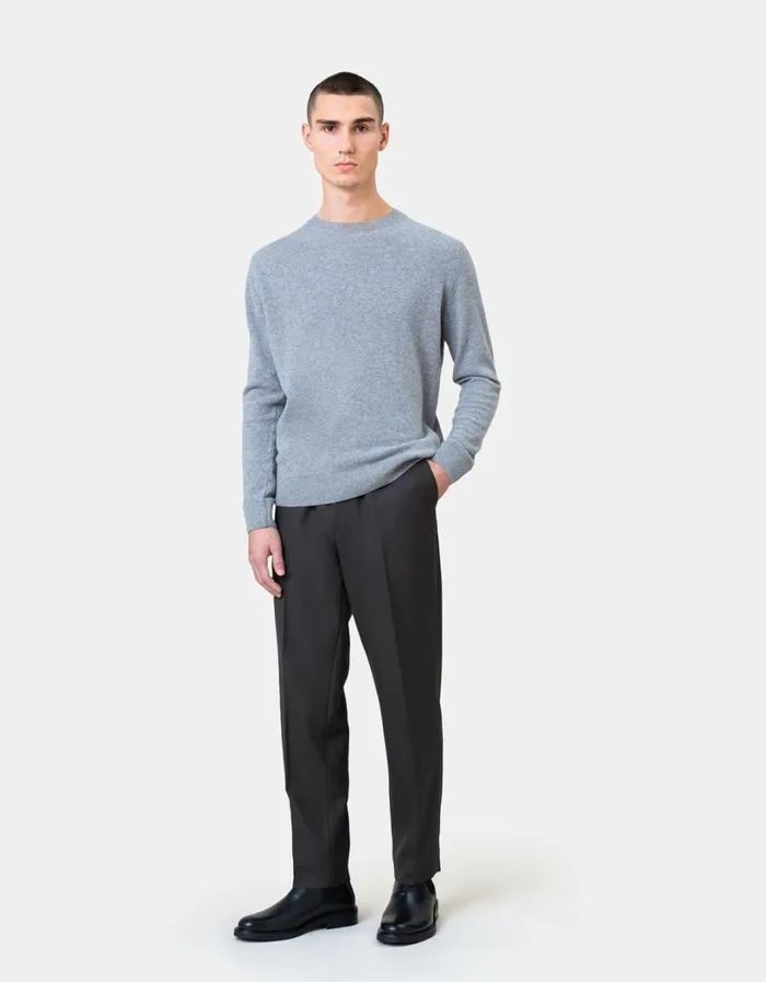 Men Light Merino Wool Crew Lava Grey Colorful Standard Knit Sweaters