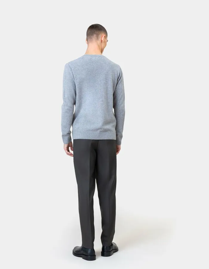 Men Light Merino Wool Crew Lava Grey Colorful Standard Knit Sweaters