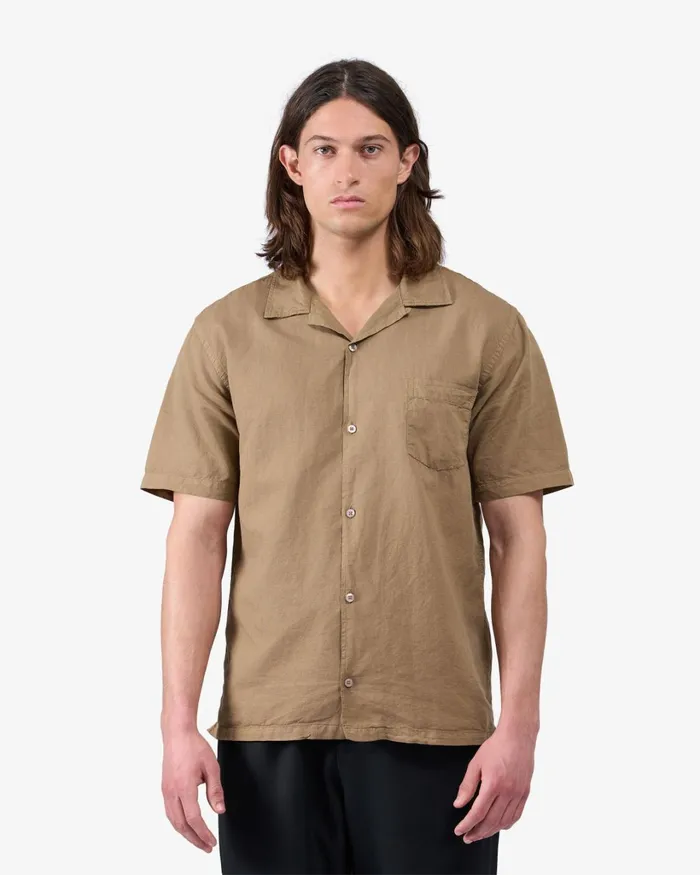 Men Linen Short Sleeved Shirt Light Aqua Colorful Standard Shirts