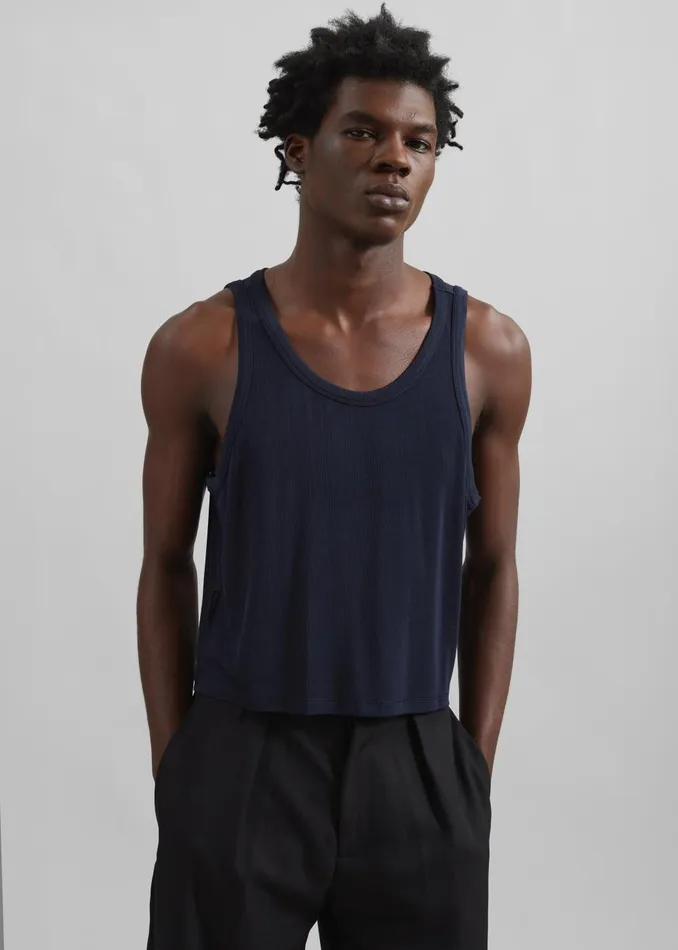 Men Louis Gabriel Nouchi Fluid Ribbed Tank Top 8211 Night Blue The Frankie Shop Tops