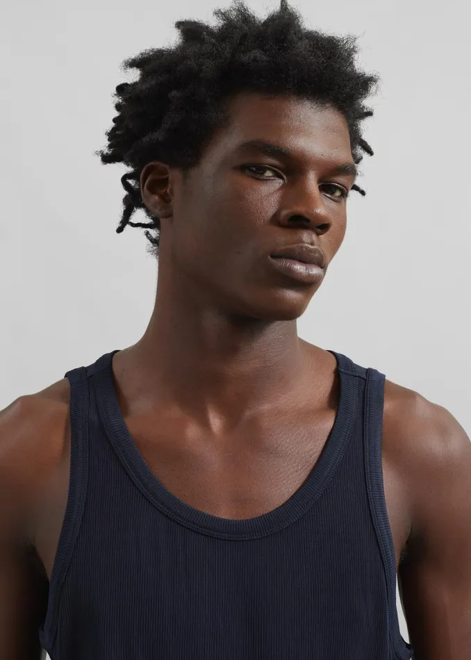 Men Louis Gabriel Nouchi Fluid Ribbed Tank Top 8211 Night Blue The Frankie Shop Tops