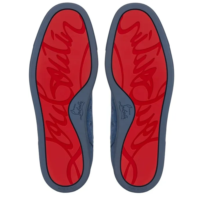 Men Louis Junior P Pik Pik Strass Sneakers 8211 Veau Velours Spikes And Strass 8211 Denim Christian Louboutin Sneakers