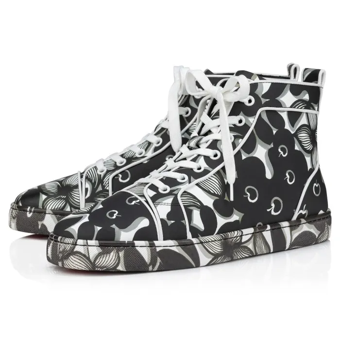 Men Louis Orlato Hightop Sneakers 8211 Petunia Calf Leather And Rubber 8211 Black Christian Louboutin Sneakers