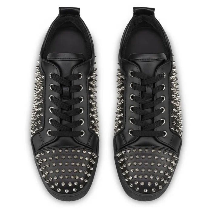 Men Louis Spikes Junior Sneakers 8211 Calf Leather And Spikes 8211 Black Christian Louboutin Sneakers