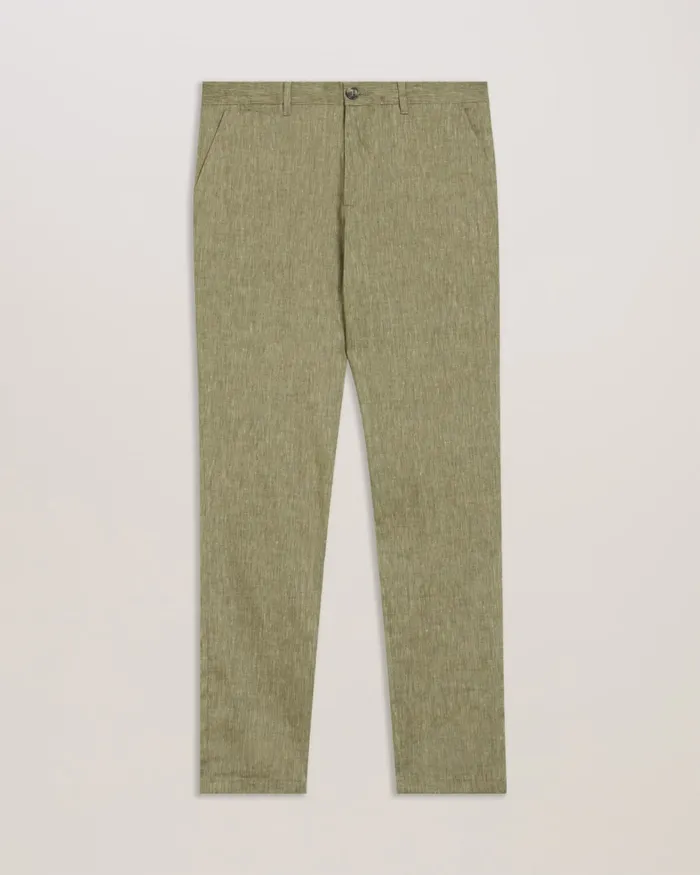 Men MAJO 8211 Slim Fit Linen Blend Trousers Green Ted Baker Trousers and Chinos