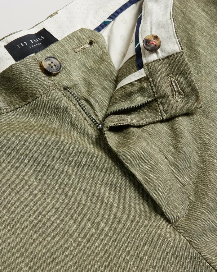 Men MAJO 8211 Slim Fit Linen Blend Trousers Green Ted Baker Trousers and Chinos