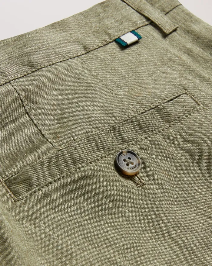 Men MAJO 8211 Slim Fit Linen Blend Trousers Green Ted Baker Trousers and Chinos