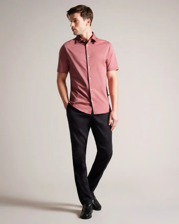 Men MARRSHO 8211 Short Sleeve Smart Jersey Shirt Medium Pink Ted Baker Shirts