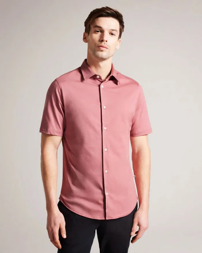 Men MARRSHO 8211 Short Sleeve Smart Jersey Shirt Medium Pink Ted Baker Shirts