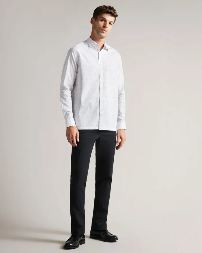 Men MERVIL 8211 Long Sleeve Mini Dog Print Shirt White Ted Baker Shirts Men MERVIL 8211 Long Sleeve Mini Dog Print Shirt White Ted Baker Shirts