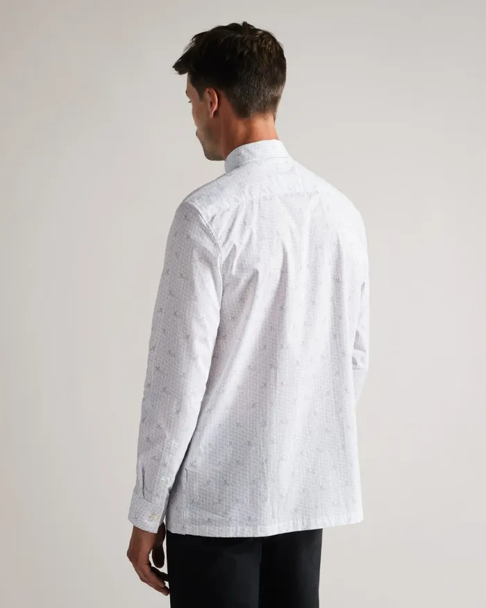 Men MERVIL 8211 Long Sleeve Mini Dog Print Shirt White Ted Baker Shirts Men MERVIL 8211 Long Sleeve Mini Dog Print Shirt White Ted Baker Shirts