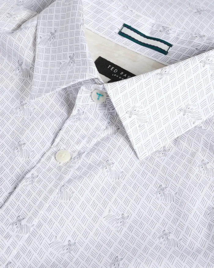 Men MERVIL 8211 Long Sleeve Mini Dog Print Shirt White Ted Baker Shirts Men MERVIL 8211 Long Sleeve Mini Dog Print Shirt White Ted Baker Shirts