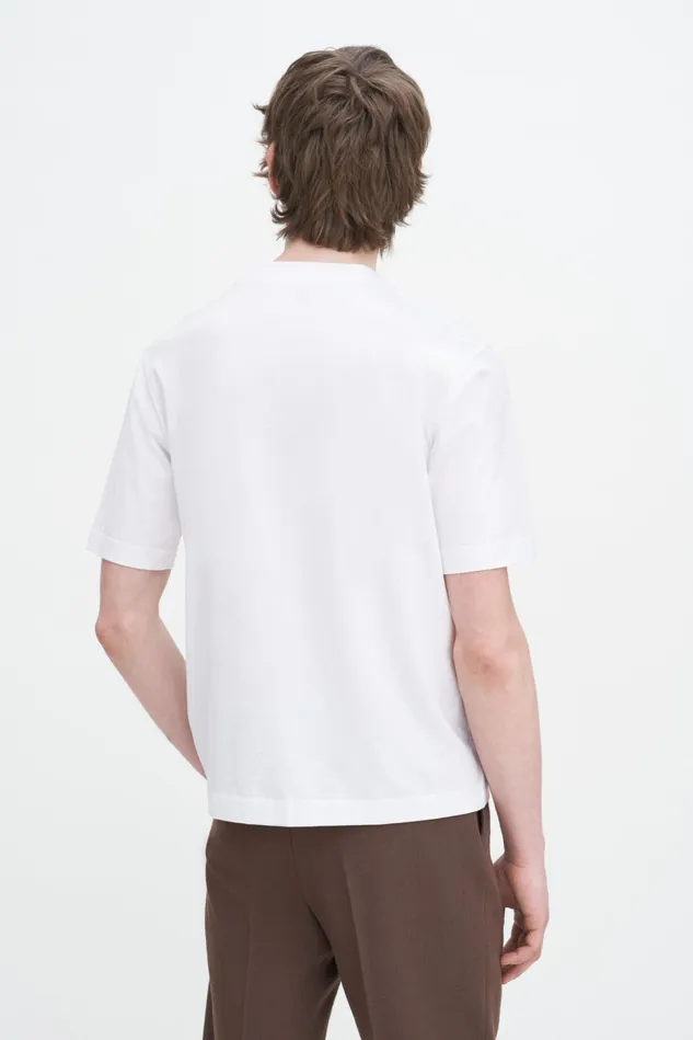 Men Mock Neck Cotton Tee White Filippa K TShirts