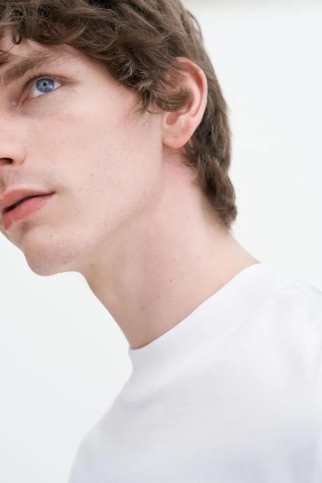 Men Mock Neck Cotton Tee White Filippa K TShirts