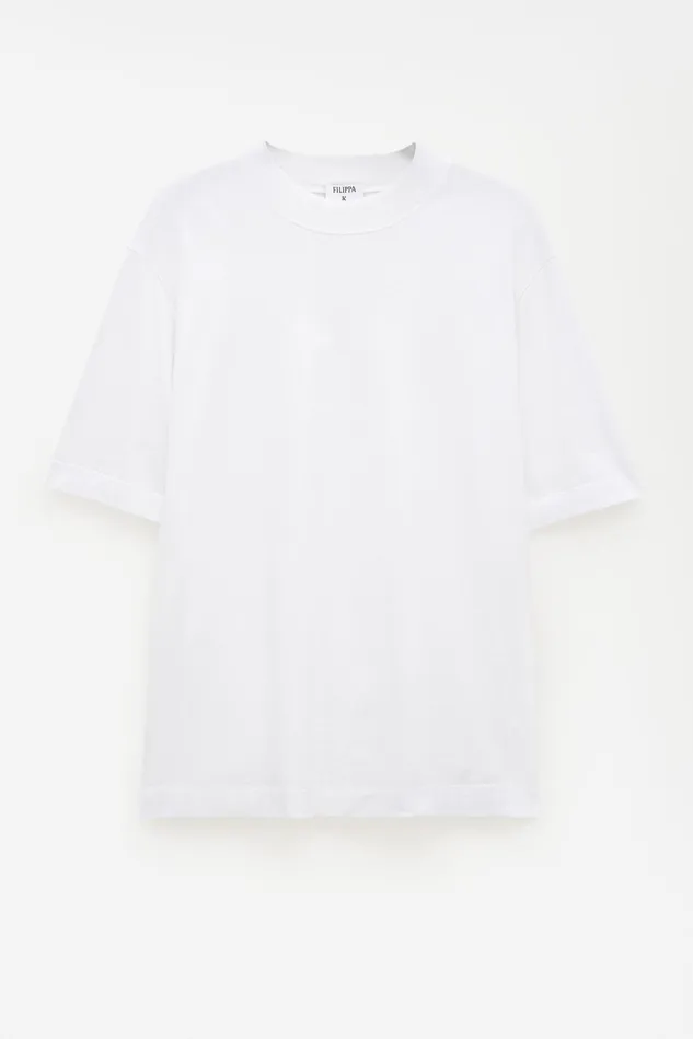 Men Mock Neck Cotton Tee White Filippa K TShirts