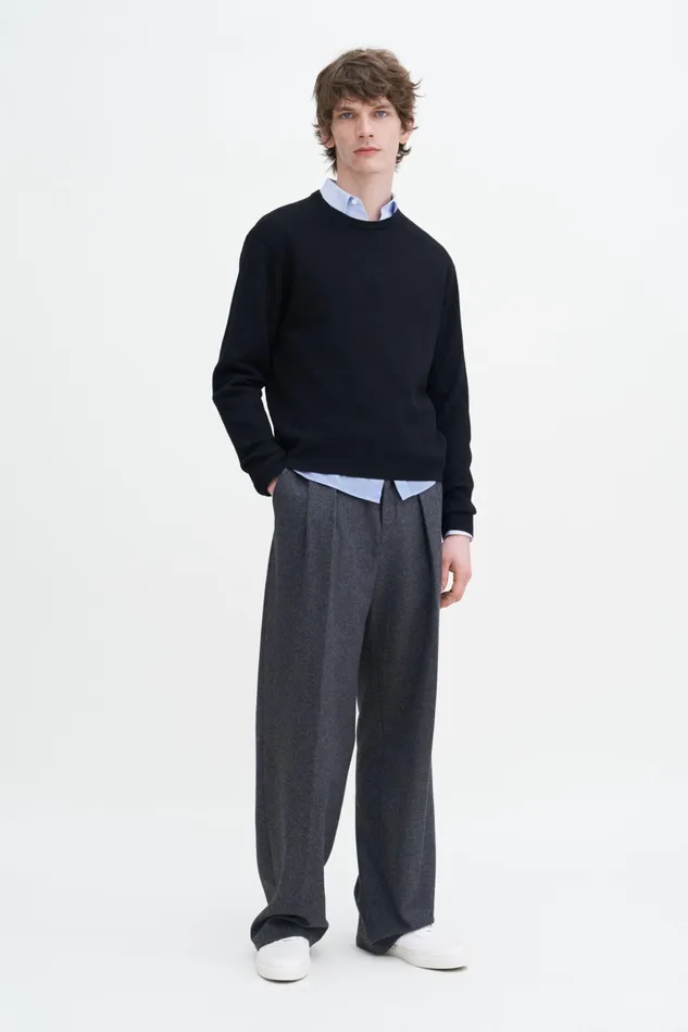 Men Moss Knit Sweater Black Filippa K Knitwear