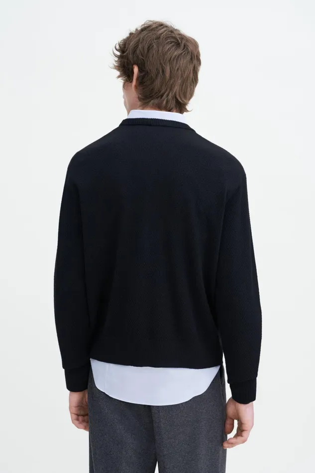 Men Moss Knit Sweater Black Filippa K Knitwear