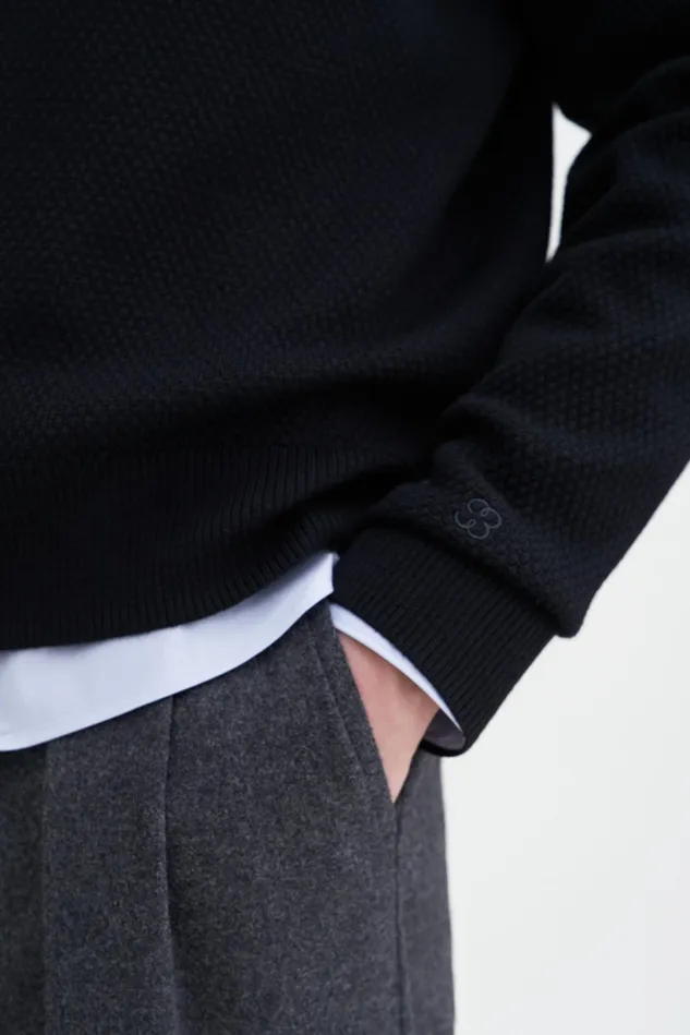 Men Moss Knit Sweater Black Filippa K Knitwear