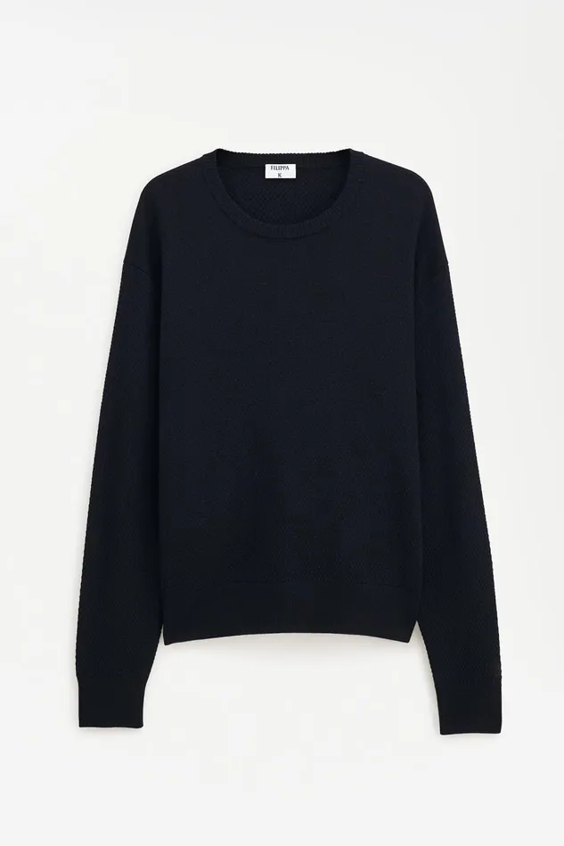 Men Moss Knit Sweater Black Filippa K Knitwear