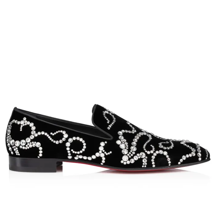 Men Octodandelion Strass Loafers 8211 Velvet And Strass 8211 Black Christian Louboutin Loafers and Moccasins