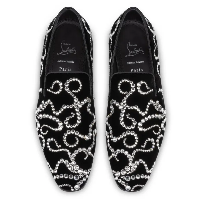 Men Octodandelion Strass Loafers 8211 Velvet And Strass 8211 Black Christian Louboutin Loafers and Moccasins