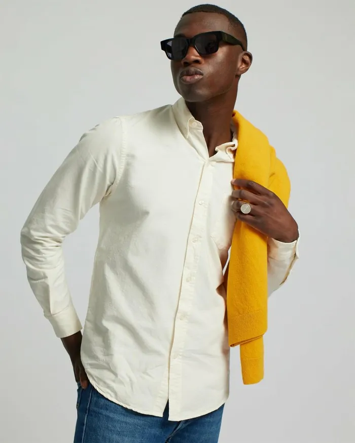 Men Organic Button Down Shirt Deep Black Colorful Standard Shirts