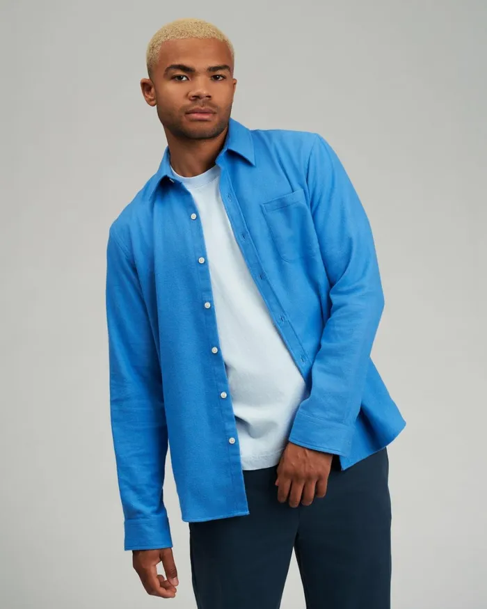 Men Organic Flannel Shirt Cloudy Grey Colorful Standard Shirts