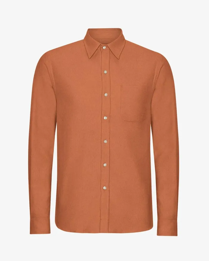 Men Organic Flannel Shirt Ginger Brown Colorful Standard Shirts